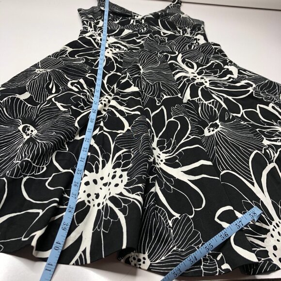 CATHERINE STEWART Black & White Floral A-line Flirty Summer Cocktail Party Dress - Picture 15 of 15